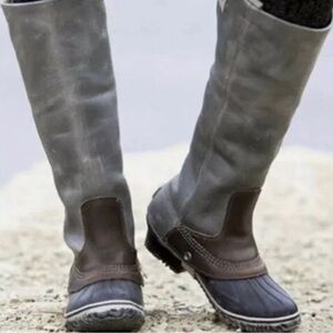 SOREL SLIMPACK TALL EQUESTRIAN RIDING RAIN BOOTS Shale Gray Waterproof 8.5 EUC